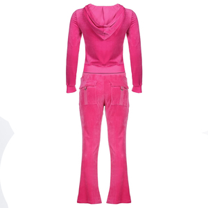 Conjunto Deportivo para Mujer, Color Sólido, con Capucha, Pantalones Largos con Bolsillos Laterales, Ropa Casual de Otoño, 100% Poliéster - Product Image 2