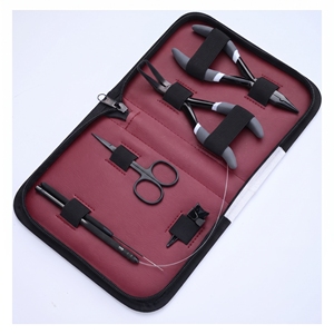 Kit d'outils pour extensions de cheveux à micro-anneaux de salon, comprenant pince d'ouverture et de fermeture en acier inoxydable, crochet de tirage, applicateur de boucles et outil de sertissage de perles - Product Image 1