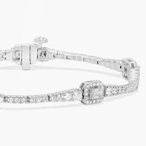 14K White Gold Cushion Station Lab Grown Diamond Tennis <b>Bracelet</b> - Product Image 5