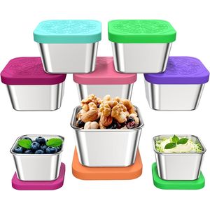 Set di 8 Contenitori per Snack in Acciaio Inox da 6 oz, Contenitore per Condimenti da 2 oz, Facile da Aprire, Ermetico, Contenitore in Metallo per Alimenti - Product Image 1