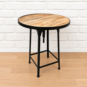 Luxury Modern Round Wooden Top Coffee Table with Industrial Metal Frame,Adjustable Height, Eco Friendly Furniture for Cafe Table - Product Image 1
