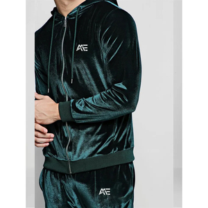 Custom <b>Velour</b> <b>Tracksuit</b> Set Luxury Shiny Hoodie Jogger Two Piece Casual Streetwear Outfit Custom Wholesale Clothing Manufacturer - Product Image 2