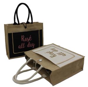 กระเป๋าผ้ากระสอบป่านแบบสั่งทำพิเศษ พร้อมช่องผ้าแคนวาส เป็นมิตรกับสิ่งแวดล้อม เหมาะเป็นของขวัญงานแต่งงาน สำหรับการช้อปปิ้ง ท่องเที่ยว หรือเป็นของขวัญเพื่อนเจ้าสาว - Product Image 5