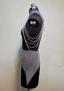 <b>Silver</b> Mild Steel Chainmail Collar & <b>Skirt</b> Body Jewelry Set - Product Image 4