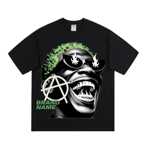 Camiseta Gráfica Corta Oversize de Streetwear para Hombre, Personalizada con Impresión DTG y Pedrería, Lavado Ácido, 100% Algodón - Product Image 1