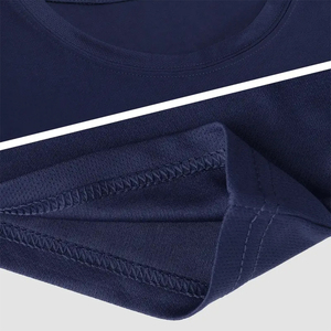 T-shirt pour homme, bleu marine, manches courtes, col rond, coupe classique, décontracté, couleur unie, respirant - Product Image 3