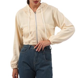 เสื้อฮู้ดดี้พรีเมียมสำหรับผู้หญิง ผ้าคอตตอนผสมสวมใส่สบาย บริษัทผลิตเสื้อผ้าขายส่งแบบ OEM ODM - Product Image 1