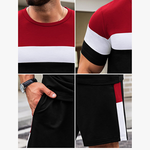 Summer New Trending Men's Shorts <b>Sets</b> 2-piece Outdoor Use Short Sleeve Breathable Shorts <b>Set</b> Casual Cotton Custom Men Shorts <b>Set</b> - Product Image 5