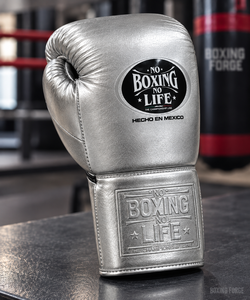 No Boxing No Life Gold Leather Boxing Gloves Silver Lace-Up Full Finger Breathable Training Gear Customizable Adults Pakistan - Product Image 2