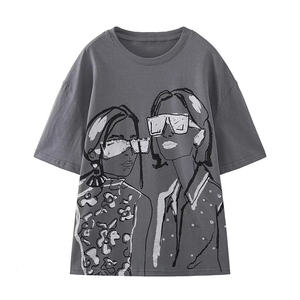 เสื้อยืดผู้หญิงสั่งทำพิเศษสำหรับฤดูร้อน ผลิตจากวัสดุรักษ์โลก พิมพ์ลายดิจิทัล ผสมโพลีเอสเตอร์/คอตตอน ทรงเข้ารูป สไตล์ลำลอง แขนสั้น ลายตัวอักษร - Product Image 1