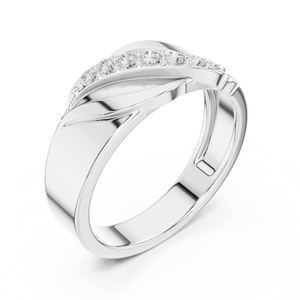 Bague en or blanc 18 carats avec diamant de laboratoire, motif vague infinie, élégante courbe de diamants, bande de diamants ondulée - Product Image 2