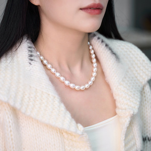 ไข่มุกน้ำจืดทรงเกือบกลม ขนาด 9-10 มม. แสงเงาสวยงาม มีตำหนิเล็กน้อย สำหรับทำสร้อยคอ แบบกึ่งสำเร็จรูป สำหรับงาน DIY - Product Image 3