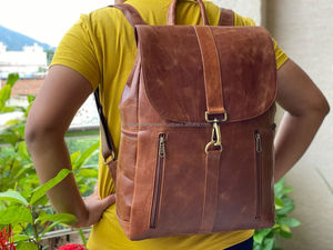กระเป๋าเป้หนังสีน้ำตาลวินเทจสไตล์ใหม่, กระเป๋าเป้สะพายหลังเดินทางกระเป๋าหนังสำนักงานความจุขนาดใหญ่กระเป๋าเดินทาง - Product Image 2