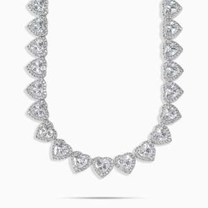 Women's 925 Silver Brilliant Cut Hip Hop Style Tennis Chain <b>Statement</b> <b>Necklace</b> Rhodium Plated Luxury Prong Setting Party - Product Image 1
