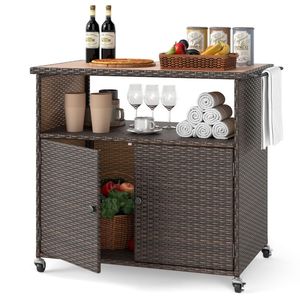 Armadio da Esterno con Piano in Legno di Acacia e Ruote Bloccabili - Product Image 3