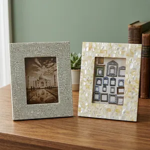 Handmade Mother of Pearl Mosaic Photo <b>Frame</b> Rectangular Tabletop Decorative Picture <b>Frame</b> Elegant Home Office Display - Product Image 2
