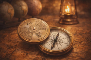 Boussole nautique en laiton antique avec calendrier perpétuel, boussole de poche pour la navigation, boussole d'exploration maritime, cadeau décoratif - Product Image 3