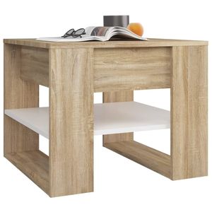 Mesa de centro pequeña de madera de ingeniería en color blanco y roble Sonoma - Product Image 6