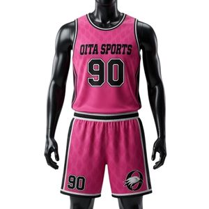 Ensemble d'uniformes de lacrosse pour hommes rose et noir en polyester léger – Maillot et short de sport pour équipes – Performance athlétique - Product Image 1