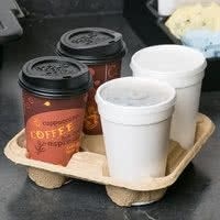 ถาดใส่แก้วกาแฟเย็นแบบเยื่อกระดาษขึ้นรูปรักษ์โลก แพ็ค 4 ชิ้น แบบใช้แล้วทิ้ง สำหรับใส่เครื่องดื่มกลับบ้าน พร้อมโลโก้และบรรจุภัณฑ์พิมพ์ลายตามสั่ง - Product Image 1