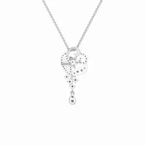 Collier pendentif élégant pour femme en or blanc 18 carats avec diamant taille brillant rond, idéal pour fiançailles, mariage et soirées, 43 pièces de bijoux fins - Product Image 4