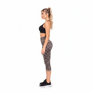 Leggings de Yoga 3/4 con Estampado de Leopardo para Mujer, Leggings de Yoga hasta la Pantorrilla con Costuras en Contraste, Pantalones Capri de Secado Rápido para Gimnasio - Product Image 3