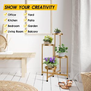 Luxury Gold Metal Plant Stand for Indoor Outdoor Use Modern Flower Pot Holder Decorative Pedestal Planter Stand Home Garden Deco - Product Image 5