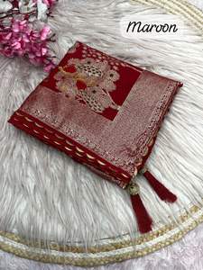 Sari de seda Dola de diseño exclusivo con blusa elegante, estilo étnico moderno, a la última moda india, modesto, para fiestas, para mujer. - Product Image 6