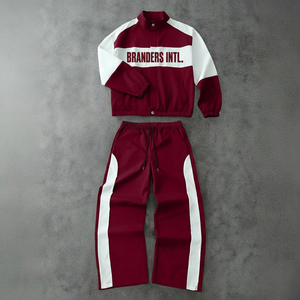 Ensemble décontracté pour homme, veste et pantalon à manches longues avec imprimé lettres et couleurs contrastées, ensemble deux pièces pour homme, ensemble de survêtement pour homme - Product Image 1