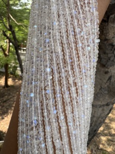 AAA+ Natural Rainbow Moonstone Faceted Rondelle Beads (5-6mm) 16’ - Product Image 2