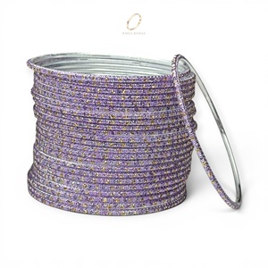 Lavender Glitter Stainless Steel Purple <b>Bangles</b> Set for Women Modern Wedding Party Fashion Indian Jewelry at Wholesale Price - Product Image 2