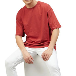 T-shirt en coton épais 230g à manches courtes, avec ourlet cousu et bordure patchwork, prix FOB de gros - Product Image 5