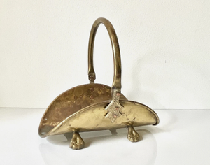 Panier à charbon en laiton, seau à bois en laiton pour foyer, panier à bois en laiton pour foyer, panier à bois en laiton à pieds, panier à bois en laiton pour cheminée, supports floraux - Product Image 1