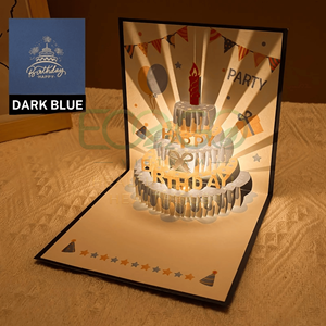 Carte de vœux 3D écologique personnalisée, faite à la main, en papier, avec gâteau et ballon, pour anniversaire, cadeau, Noël, remise de diplôme, Pâques - Product Image 3