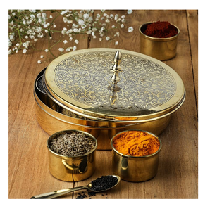 100% Pure Brass Spice <b>Box</b> kitchen cabinet storage powder spice and <b>herbs</b> for home Used - Product Image 1