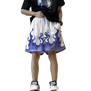 Nuevos Pantalones Cortos Deportivos de Malla con Estampado de Llamas Blancas y Azules para Hombre, de Secado Rápido, para Fitness y Running, Ropa de Verano, Proveedor OEM ODM - Product Image 3