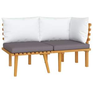 Juego de salón de patio de 2 piezas de madera de acacia maciza con cojines Juegos de jardín Producto - Product Image 2