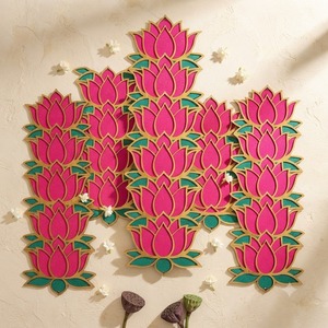 Traditional Handcrafted Wooden Lotus <b>Wall</b> <b>Sticker</b> Border Panel Diwali Wedding Home <b>Decor</b> MDF From Rajasthan - Product Image 5