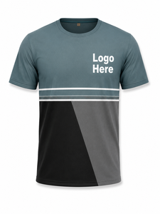 เสื้อยืดแขนสั้นผู้ชายสไตล์สปอร์ต สีบล็อกกิ้ง แห้งเร็ว คอกลม ทรงปกติ มีลาย พิมพ์ลายสกรีน ผ้าโพลีเอสเตอร์ถัก 100% - Product Image 2