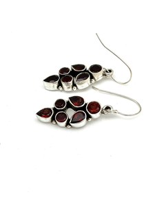 Boucles d'oreilles pendantes en argent sterling motif feuille de grenat, bijoux vintage élégants en pierres précieuses, cadeau fait main pour femme, mariage, fête - Product Image 3