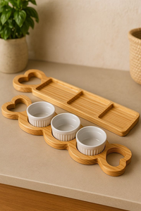 Plateau de service en bois écologique de haute qualité |   Vaisselle en bois massif à finition lisse, compatible lave-vaisselle, pour la cuisine, la salle à manger et l'usage commercial - Product Image 2