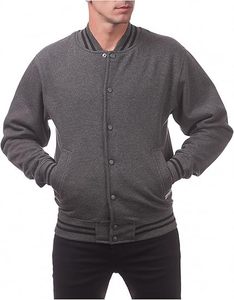 Blouson universitaire personnalisé pour homme, style Letterman, avec manches en similicuir, col montant et logo frontal - Product Image 1