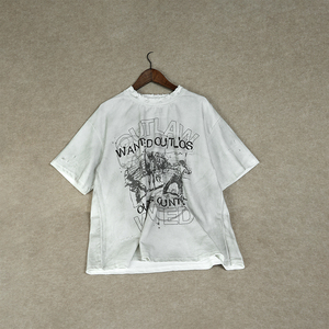 เสื้อยืดฮิปฮอปสไตล์วินเทจสุดหรูแบบย้อมสีเอซิด  ออกแบบเองได้  ผ้าฝ้าย 100%  เสื้อยืดดีไซน์เนอร์แบบทำเก่า - Product Image 1