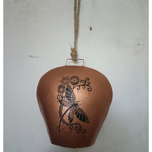 Vintage Christmas Hanging <b>Cow</b> <b>Bells</b> With Leather Strap Antique Silver Alpine Swiss Cowbell With Embossed Edelweiss Flower Sale - Product Image 3