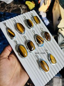 Collier en œil de tigre, argent sterling 925, pour femmes et filles, bijoux en pierres précieuses naturelles, cadeau minimaliste de guérison - Product Image 3