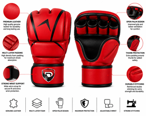Dumela Professional High Quality MMA Gloves Red Black Leather Breathable Customizable <b>Dummy</b> Gloves Protective Training Gear All - Product Image 6