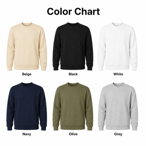 Sweat-shirt à col rond pour homme, coupe classique, couleur unie, tissu tricoté, manches longues, pull décontracté, 100% coton, vêtements d'automne - Product Image 5