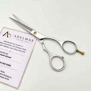 Tijeras de Peluquería Profesionales de Acero Inoxidable Plateado, Tijeras para Peinar el Cabello con Mango Mediano, Logotipo Personalizado - Product Image 3