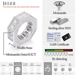 Anillo de Eternidad Octogonal de Moissanita para Mujer, Plata de Ley 925, Chapado en Oro Amarillo, Anillo Geométrico con Incrustaciones, Estilo Hip Hop - Product Image 5