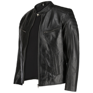 Chaqueta de Cuero Premium para Hombre, Estilo Urbano, Corte Ajustado, Chaqueta de Motociclista, Ropa Casual de Invierno, Suministro al por Mayor OEM/ODM - Product Image 4